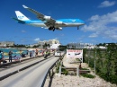 KLM Airplane over Maho Bay Beach